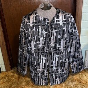 Focus 2000 Black and Gray Abstract Blazer